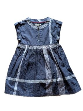 cotton blue tartan plaid burberry girls dress size 6 years